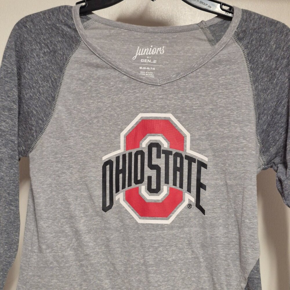 Junior girls Ohio State 2 tone baseball Tee